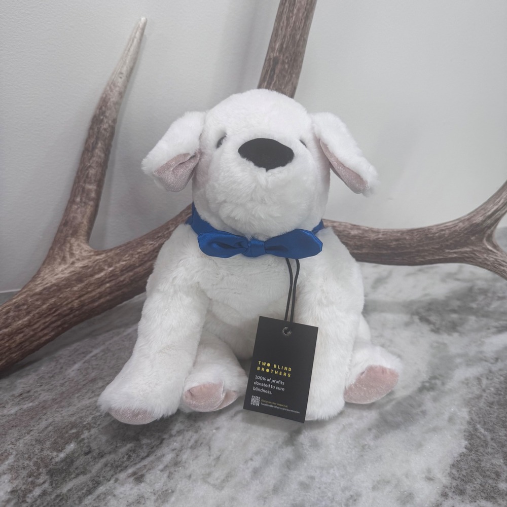 Two Blind Brothers Pip the Guide Dog Plush White Puppy Stuffy Blue Cape NWT